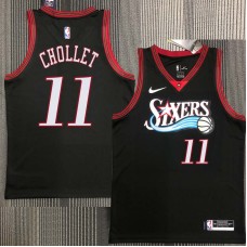 Philadelphia 76ers #11 Leroy Chollet Jersey -Black Throwback