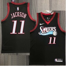 Philadelphia 76ers #11 Demetrius Jackson Jersey -Black Throwback