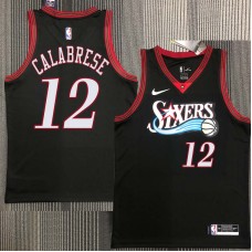 Philadelphia 76ers #12 Gerry Calabrese Jersey -Black Throwback