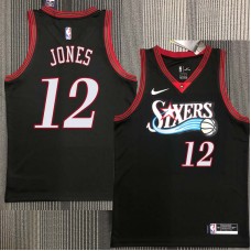 Philadelphia 76ers #12 Larry Jones Jersey -Black Throwback