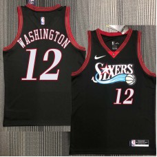 Philadelphia 76ers #12 Jim Washington Jersey -Black Throwback