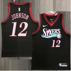 Philadelphia 76ers #12 George Johnson Jersey -Black Throwback