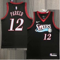 Philadelphia 76ers #12 Anthony Parker Jersey -Black Throwback