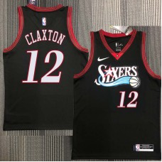 Philadelphia 76ers #12 Speedy Claxton Jersey -Black Throwback