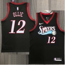 Philadelphia 76ers #12 Kevin Ollie Jersey -Black Throwback