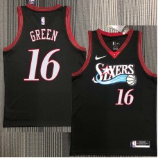 Philadelphia 76ers #16 Johnny Green Jersey -Black Throwback