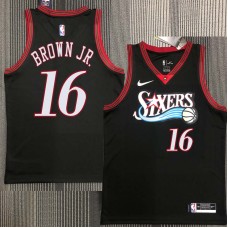 Philadelphia 76ers #16 Charlie Brown Jr. Jersey -Black Throwback