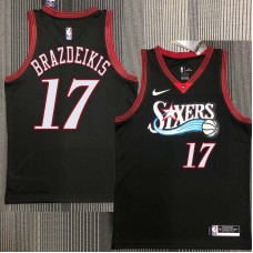 Philadelphia 76ers #17 Ignas Brazdeikis Jersey -Black Throwback