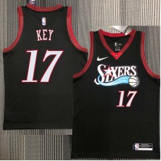 Philadelphia 76ers #17 Braxton Key Jersey -Black Throwback