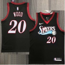 Philadelphia 76ers #20 Leon Wood Jersey -Black Throwback