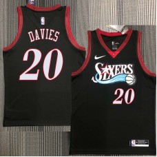 Philadelphia 76ers #20 Brandon Davies Jersey -Black Throwback