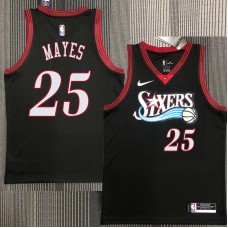 Philadelphia 76ers #25 Tharon Mayes Jersey -Black Throwback