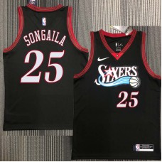 Philadelphia 76ers #25 Darius Songaila Jersey -Black Throwback