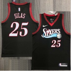 Philadelphia 76ers #25 Xavier Silas Jersey -Black Throwback