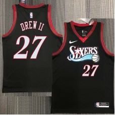 Philadelphia 76ers #27 Larry Drew II Jersey -Black Throwback