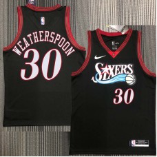 Philadelphia 76ers #30 Clarence Weatherspoon Jersey -Black Throwback