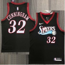 Philadelphia 76ers #32 Billy Cunningham Jersey -Black Throwback