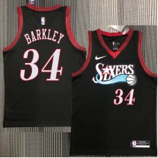 Philadelphia 76ers #34 Charles Barkley Jersey -Black Throwback