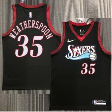 Philadelphia 76ers #35 Clarence Weatherspoon Jersey -Black Throwback