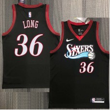 Philadelphia 76ers #36 Shawn Long Jersey -Black Throwback