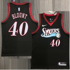 Philadelphia 76ers #40 Corie Blount Jersey -Black Throwback