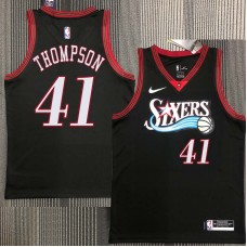 Philadelphia 76ers #41 LaSalle Thompson Jersey -Black Throwback