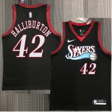 Philadelphia 76ers #42 Jeff Halliburton Jersey -Black Throwback