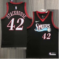 Philadelphia 76ers #42 Jerry Stackhouse Jersey -Black Throwback