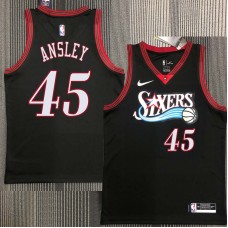 Philadelphia 76ers #45 Michael Ansley Jersey -Black Throwback