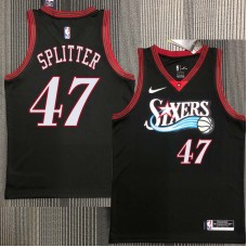 Philadelphia 76ers #47 Tiago Splitter Jersey -Black Throwback