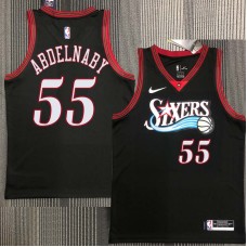 Philadelphia 76ers #55 Alaa Abdelnaby Jersey -Black Throwback