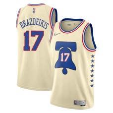 Philadelphia 76ers #17 Ignas Brazdeikis Jersey -Cream Earned