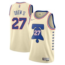 Philadelphia 76ers #27 Larry Drew II Jersey -Cream Earned