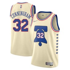 Philadelphia 76ers #32 Billy Cunningham Jersey -Cream Earned