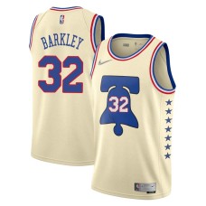 Philadelphia 76ers #32 Charles Barkley Jersey -Cream Earned