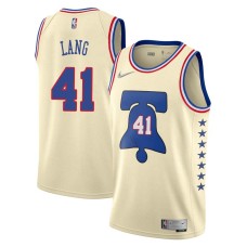 Philadelphia 76ers #41 Antonio Lang Jersey -Cream Earned