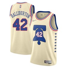 Philadelphia 76ers #42 Jeff Halliburton Jersey -Cream Earned