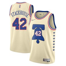 Philadelphia 76ers #42 Jerry Stackhouse Jersey -Cream Earned