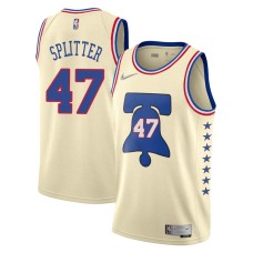 Philadelphia 76ers #47 Tiago Splitter Jersey -Cream Earned