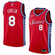 Philadelphia 76ers #8 Ed Conlin Jersey -Red Sixers