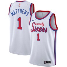 Philadelphia 76ers #1 Wes Matthews Jersey -White Classic