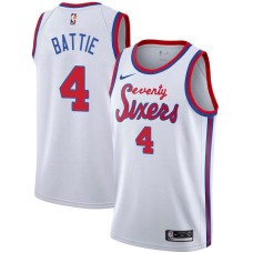 Philadelphia 76ers #4 Tony Battie Jersey -White Classic