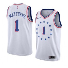 Philadelphia 76ers #1 Wes Matthews Jersey -White Earned