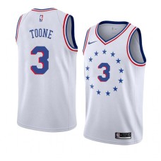 Philadelphia 76ers #3 Bernard Toone Jersey -White Earned