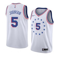 Philadelphia 76ers #5 Amir Johnson Jersey -White Earned