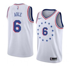 Philadelphia 76ers #6 Forest Able Jersey -White Earned