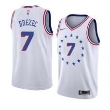 Philadelphia 76ers #7 Primoz Brezec Jersey -White Earned