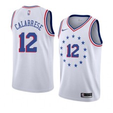 Philadelphia 76ers #12 Gerry Calabrese Jersey -White Earned