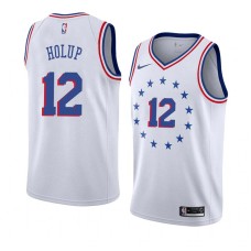 Philadelphia 76ers #12 Joe Holup Jersey -White Earned