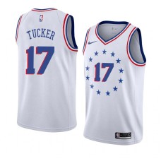 Philadelphia 76ers #17 Jim Tucker Jersey -White Earned